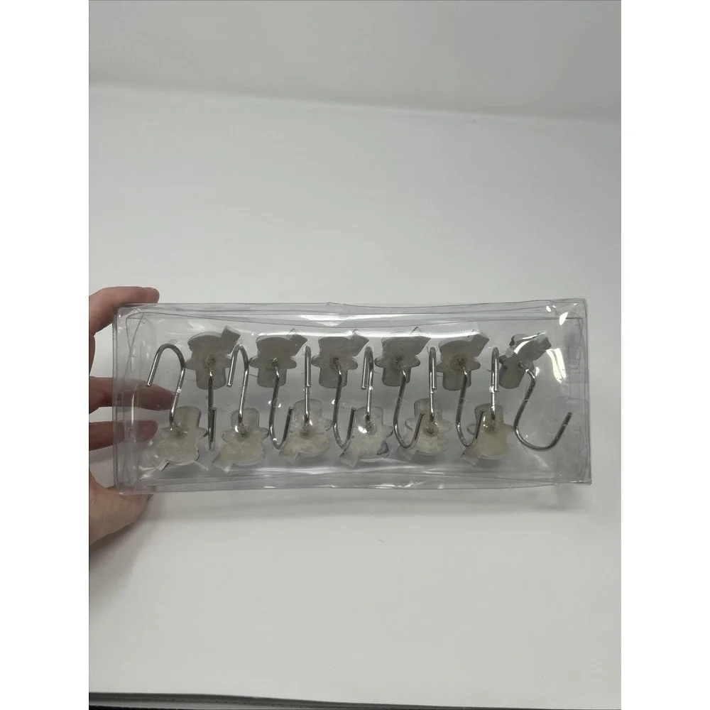 NIB Winter Snowman Shower Curtain Hooks Silver Top Hat & Gray Scarf